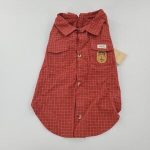 NWT Woolrich Dog Pullover Camp Shirt‎ Large  21lbs-30lbs Brown Cotton 100%
